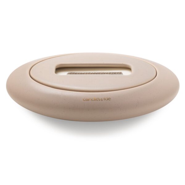 Refillable ceramic candle Candlewide Umber Beige on a clean white background